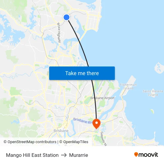 Mango Hill East Station to Murarrie map