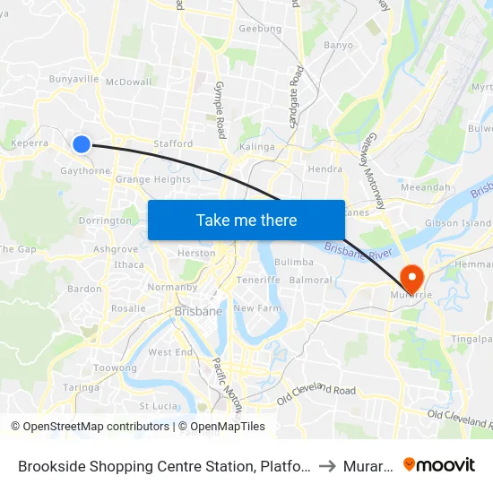 Brookside Shopping Centre Station, Platform A to Murarrie map