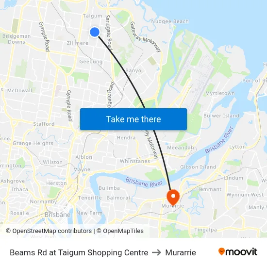 Beams Rd at Taigum Shopping Centre to Murarrie map