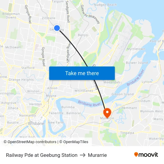 Railway Pde at Geebung Station to Murarrie map