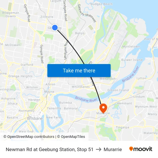 Newman Rd at Geebung Station, Stop 51 to Murarrie map