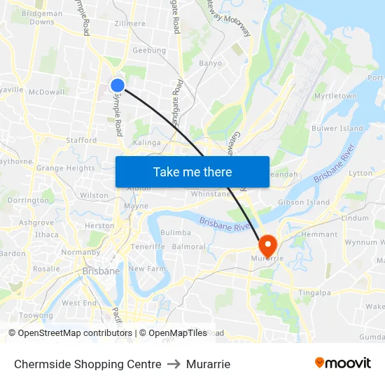 Chermside Shopping Centre to Murarrie map