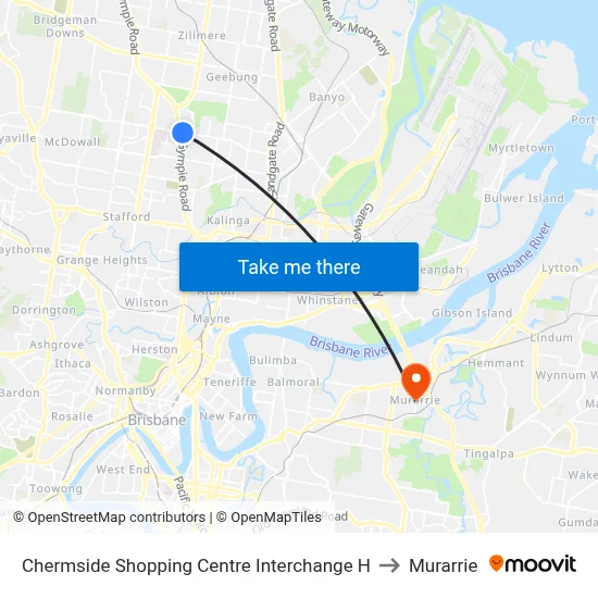 Chermside Shopping Centre Interchange H to Murarrie map