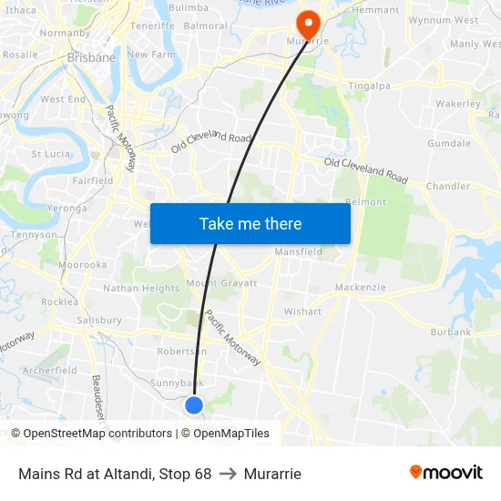 Mains Rd at Altandi, Stop 68 to Murarrie map