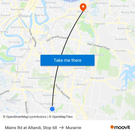 Mains Rd at Altandi, Stop 68 to Murarrie map