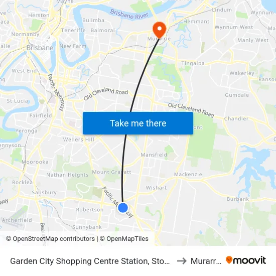 Garden City Shopping Centre Station, Stop K to Murarrie map