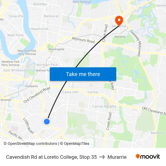 Cavendish Rd at Loreto College, Stop 35 to Murarrie map