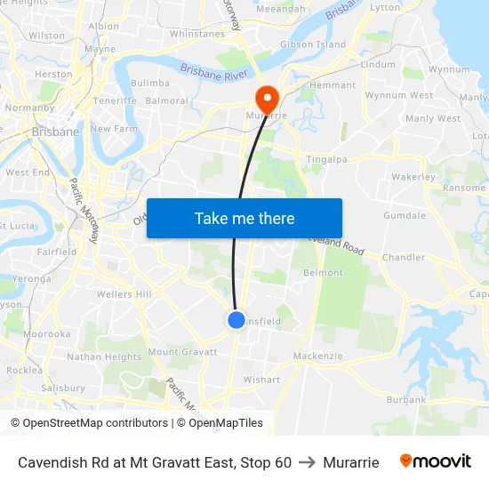 Cavendish Rd at Mt Gravatt East, Stop 60 to Murarrie map