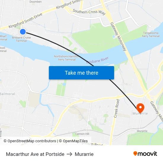 Macarthur Ave at Portside to Murarrie map