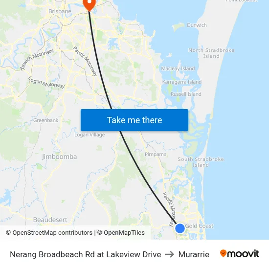 Nerang Broadbeach Rd at Lakeview Drive to Murarrie map