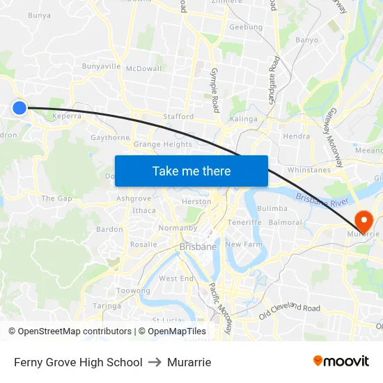 Ferny Grove High School to Murarrie map