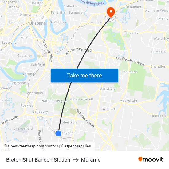 Breton St at Banoon Station to Murarrie map