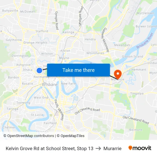 Kelvin Grove Rd at School Street, Stop 13 to Murarrie map