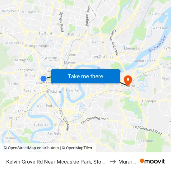 Kelvin Grove Rd Near Mccaskie Park, Stop 12 to Murarrie map