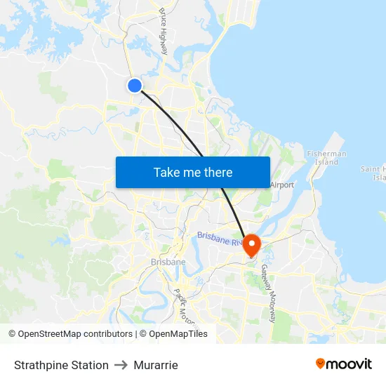 Strathpine Station to Murarrie map