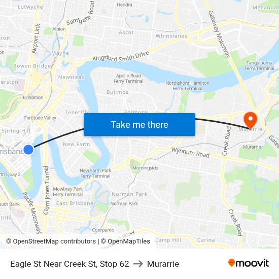 Eagle St Near Creek St, Stop 62 to Murarrie map