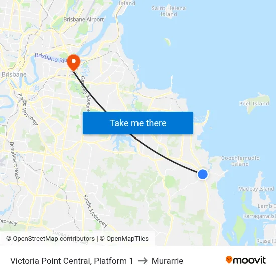 Victoria Point Central, Platform 1 to Murarrie map