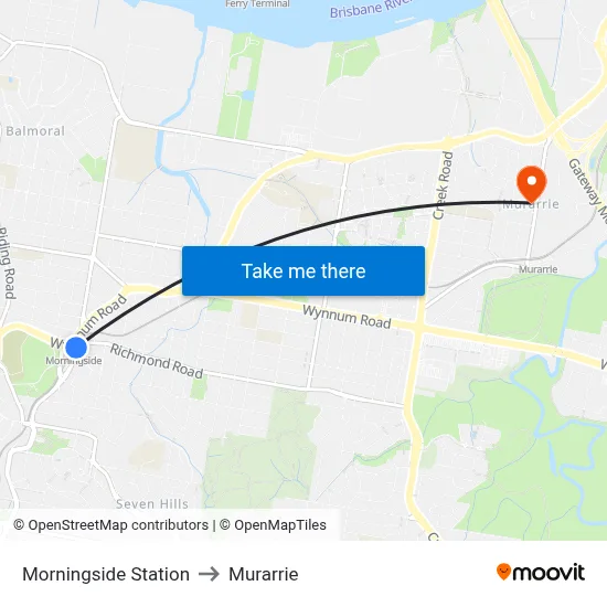 Morningside Station to Murarrie map
