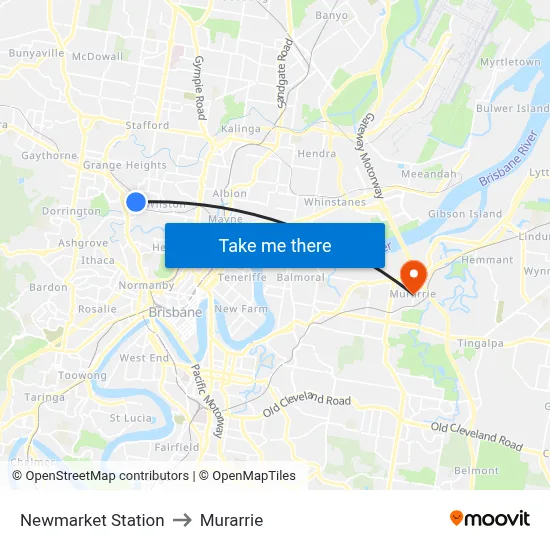 Newmarket Station to Murarrie map