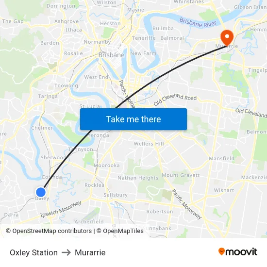 Oxley Station to Murarrie map
