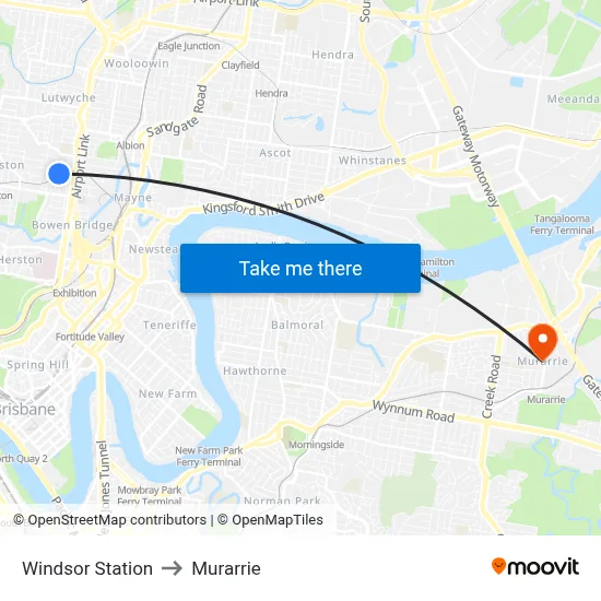 Windsor Station to Murarrie map