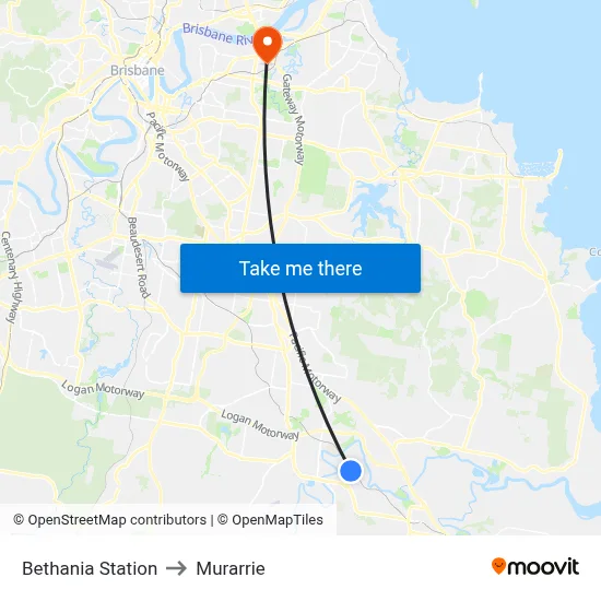 Bethania Station to Murarrie map