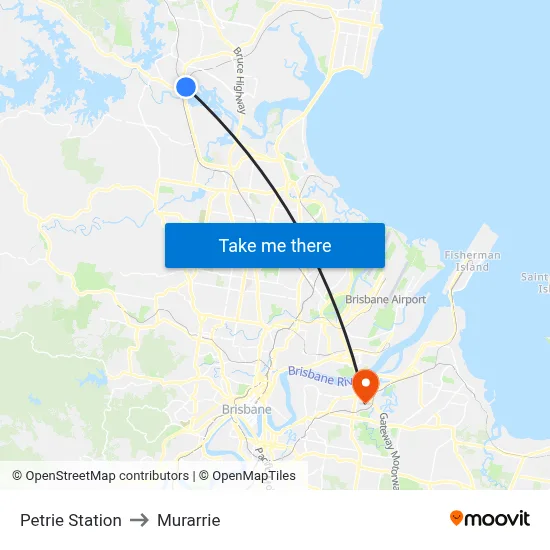 Petrie Station to Murarrie map