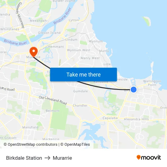 Birkdale Station to Murarrie map