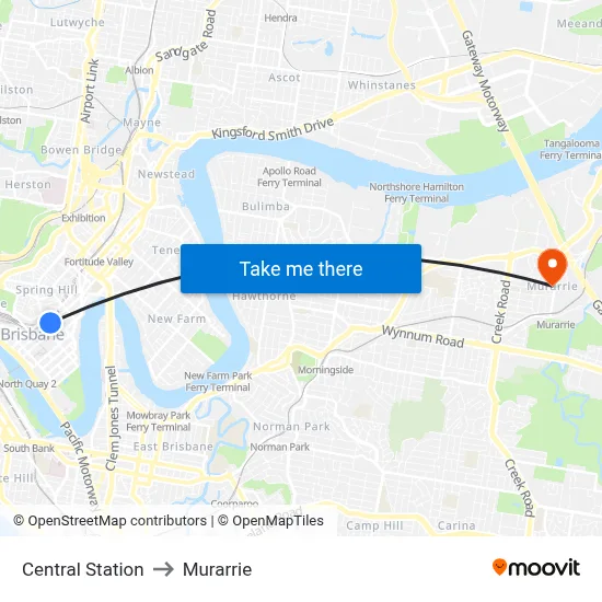 Central Station to Murarrie map