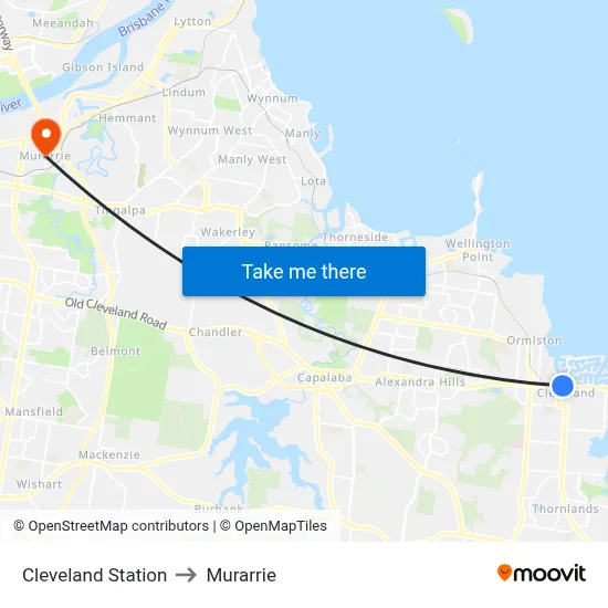 Cleveland Station to Murarrie map