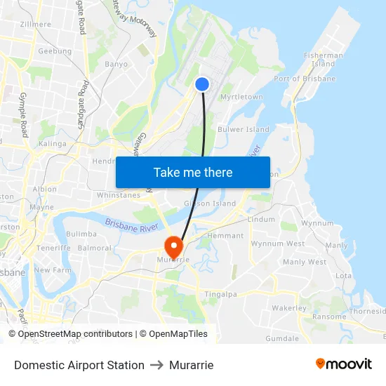 Domestic Airport Station to Murarrie map