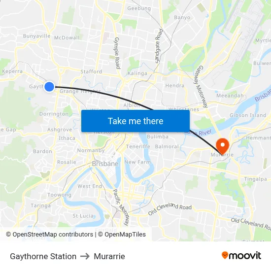 Gaythorne Station to Murarrie map