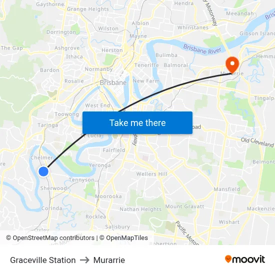 Graceville Station to Murarrie map