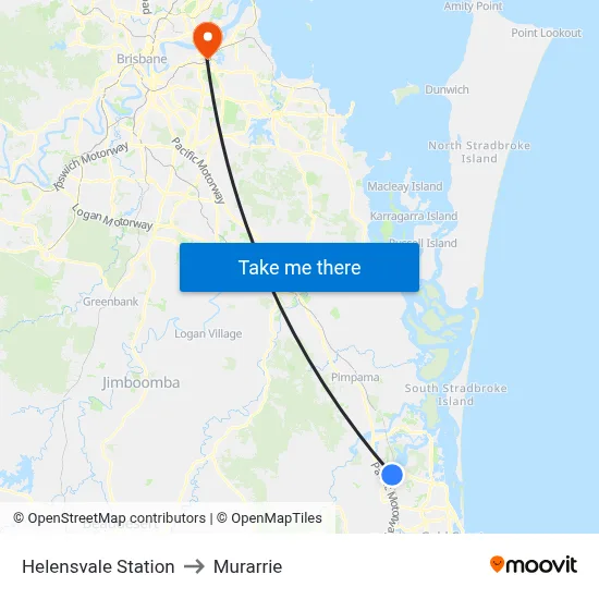 Helensvale Station to Murarrie map