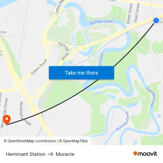 Hemmant Station to Murarrie map