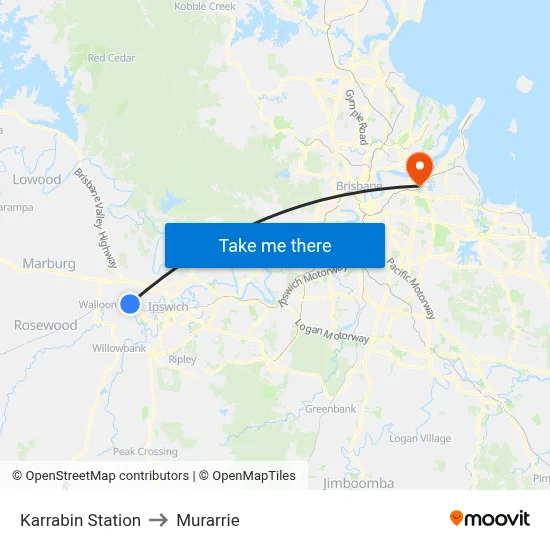 Karrabin Station to Murarrie map