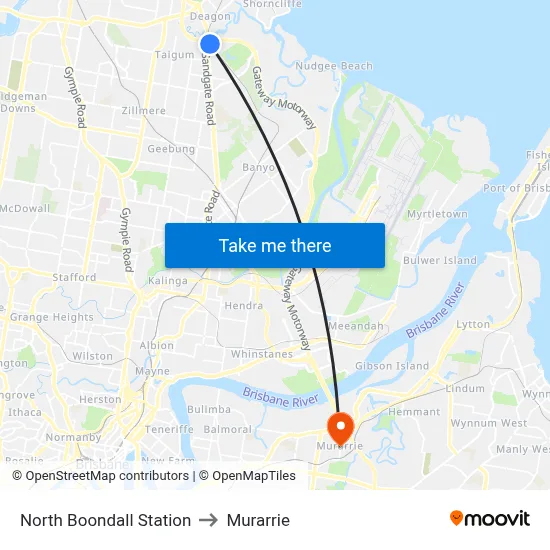 North Boondall Station to Murarrie map