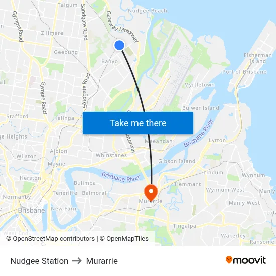 Nudgee Station to Murarrie map