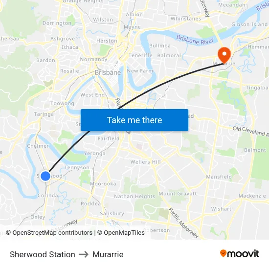 Sherwood Station to Murarrie map