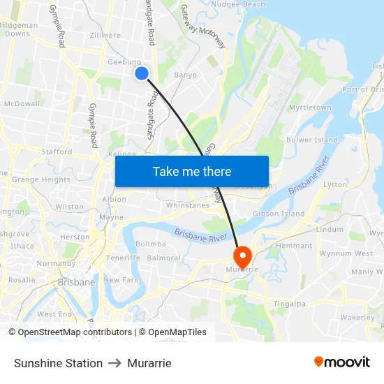 Sunshine Station to Murarrie map