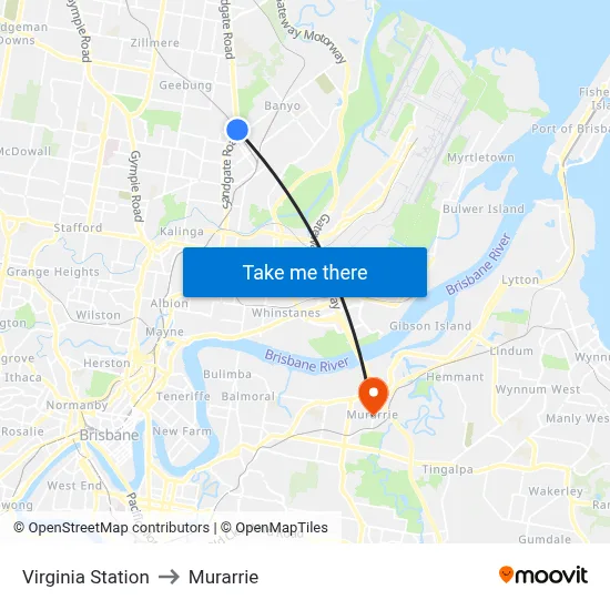 Virginia Station to Murarrie map