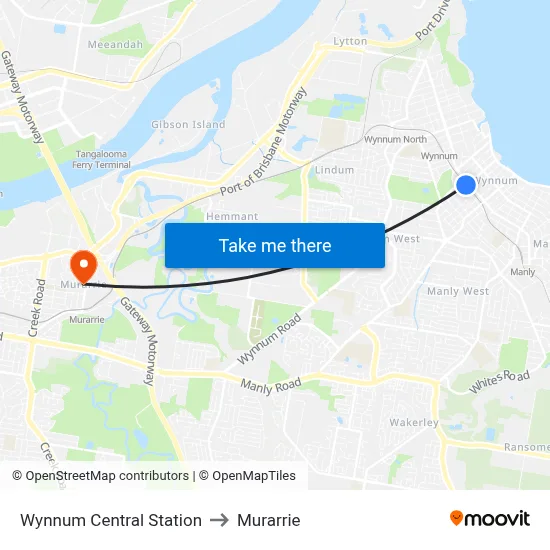 Wynnum Central Station to Murarrie map