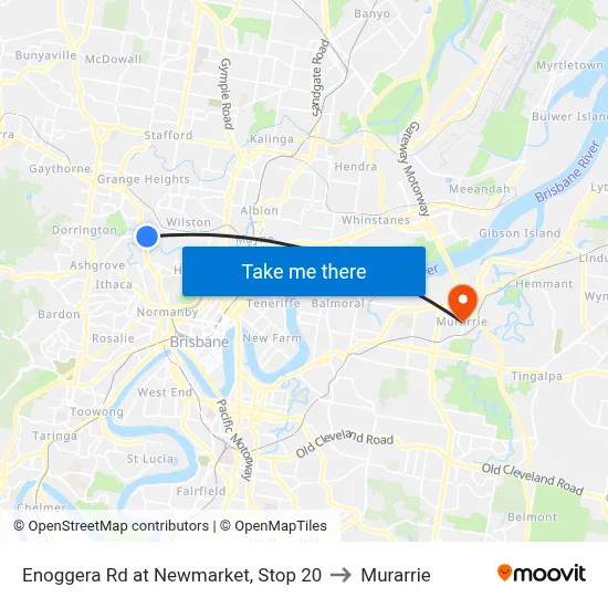 Enoggera Rd at Newmarket, Stop 20 to Murarrie map