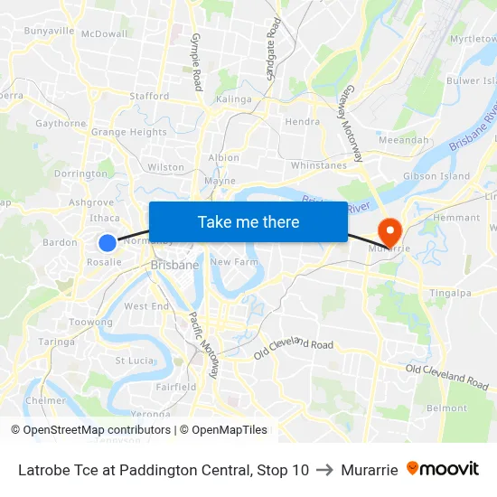 Latrobe Tce at Paddington Central, Stop 10 to Murarrie map