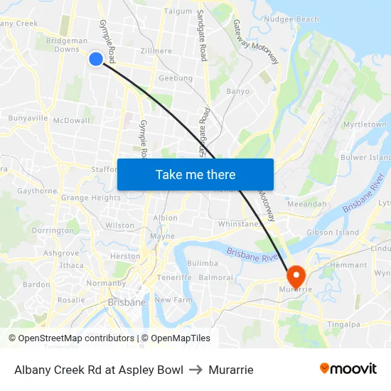 Albany Creek Rd at Aspley Bowl to Murarrie map