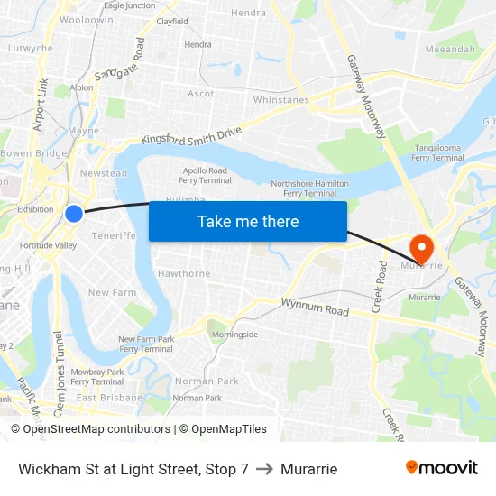 Wickham St at Light Street, Stop 7 to Murarrie map