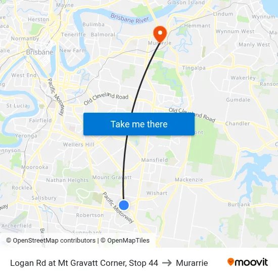 Logan Rd at Mt Gravatt Corner, Stop 44 to Murarrie map