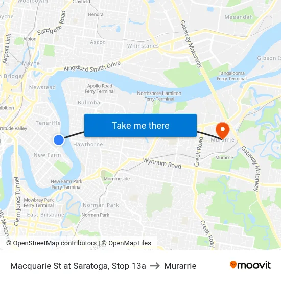 Macquarie St at Saratoga, Stop 13a to Murarrie map