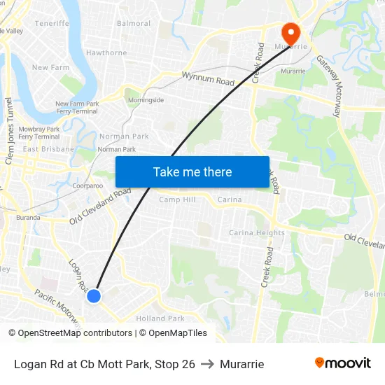 Logan Rd at Cb Mott Park, Stop 26 to Murarrie map