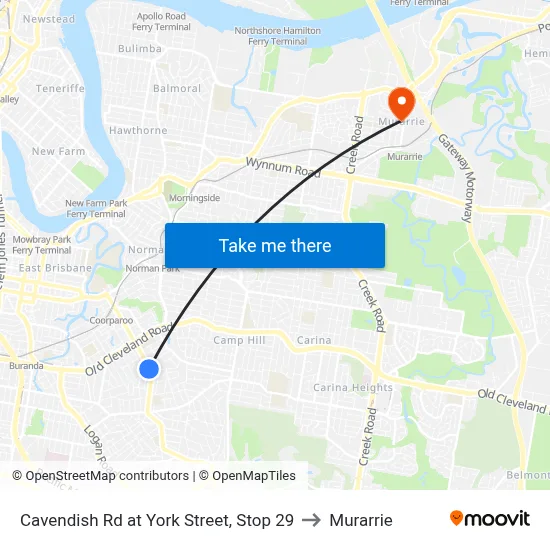 Cavendish Rd at York Street, Stop 29 to Murarrie map